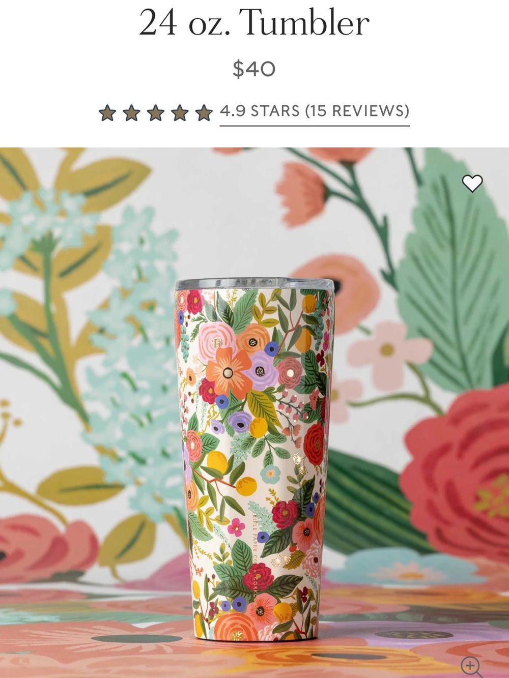 Rifle Paper x Corksicle Garden Party 24 oz. Tumbler
